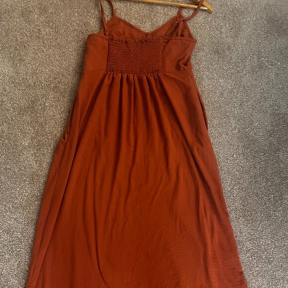 Market & Spruce Sleeveless Seersucker Maxi Dress Burn Orange Medium - Picture 5 of 6